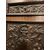 PTI754 - Porta in noce, due battenti scolpiti con mascheroni e decori fogliacei, epoca '800, misure cm L 106 x H 211