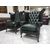 Coppia di poltrone chesterfield Queen Anne nuova inglese originale verde 