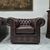 Coppia di poltrone chesterfield club in pelle marrone inglese originale nuova 