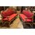 PANC162 - Coppia di divani rivestiti in tessuto rosso, epoca '700, misure cm L 230 x H 124 x P 65