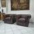 Coppia di poltrone chesterfield club in pelle marrone inglese originale nuova 