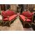PANC162 - Coppia di divani rivestiti in tessuto rosso, epoca '700, misure cm L 230 x H 124 x P 65