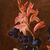 DIPINTI ANTICHI DI FIORI, NATURE MORTE CON GIGLI E DALIE, OLIO SU TAVOLA, DELL'800. (QF662)