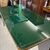 Tavolo modernariato anni 60 con piano in vetro verde dipinto . Restaurato. Mis 178 x 86 h 80 