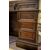 TAV317 - Bancone da reception in noce con intarsi, epoca '700, misure cm L 130 x H 105 x P 65