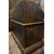 TAV317 - Bancone da reception in noce con intarsi, epoca '700, misure cm L 130 x H 105 x P 65