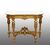 Antique Napoleon III console table in gilded and carved wood with a white marble top. France, 19th century.