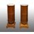 Pair of antique cherry wood columns with white marble tops. Naples, early 19th century.