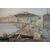 Antique gouache/watercolor depicting a view of Naples. 19th century period.