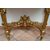 Antique Napoleon III console table in gilded and carved wood with a white marble top. France, 19th century.