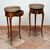 Pair of antique side tables in precious exotic woods with inlays of gilded bronze elements. France, early 20th century.