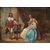 Antique oil painting on canvas depicting a genre scene in an aristocratic setting. France 19th century.
