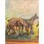 Antico dipinto olio su tela - Cavalli al pascolo - 1900, 82x62cm