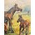 Antico dipinto olio su tela - Cavalli al pascolo - 1900, 82x62cm