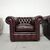 Nuova coppia di poltrone chesterfield club in pelle rosso bordeaux anticato inglese originale 