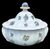 Zuppiera in maiolica con decoro a ‘rametti fioriti’.Manifattura Dallari Sassuolo.