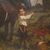 Olio su tela 800 paesaggio con dama a cavallo e fanciulli-Charles James 1851-1906 
