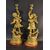 Coppia di candelieri in bronzo con allegorie, Ernest Rancoulet (Bordeaux 1842 - Bordeaux 1905) Firma su retro 'Rancoulet'