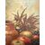Antico dipinto olio su tela natura morta con frutta 1925, 60x55cm