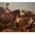 Olio su tela 800 paesaggio con dama a cavallo e fanciulli-Charles James 1851-1906