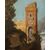  Cerchia di Charles François Grenier de Lacroix (Marsiglia, 1700 - Berlino 1779),  Paesaggio roccioso con torre e figure