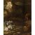  Cerchia di Charles François Grenier de Lacroix (Marsiglia, 1700 - Berlino 1779),  Paesaggio roccioso con torre e figure