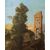  Cerchia di Charles François Grenier de Lacroix (Marsiglia, 1700 - Berlino 1779),  Paesaggio roccioso con torre e figure