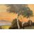 Pittore inglese (XIX sec.) - Paesaggio con gregge al tramonto.