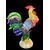 Large multicolored heavy glass rooster with gold inclusions. Aldo Nason for A.Ve.M, Murano