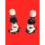 Pair of Moorish candle holders in black and lattimo glass. Fulvio Bianconi for Venini. Murano.