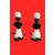 Pair of Moorish candle holders in black and lattimo glass. Fulvio Bianconi for Venini. Murano.
