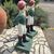 Antica coppia di sculture made in Usa  in ghisa da giardino -Fantini con anello per Cavalli . Mis Altezza cm 125 Larghezza cm 70