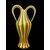 Glass vase with two handles and vertical bands. Salviati. Murano.