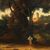 Italian painter (19th-20th century) - River landscape with woods and town.