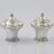 Coppia di zuccheriere con coperchi in argento sterling Regina Vittoria, J E Terrey & Co (John Edward Terry), Londra, 1840