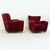 Pair of armchairs 1940 - burgundy velvet