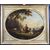 Antique French painting from the 1800s, oil on oval panel with pickled lacquered frame, shepherd with lady and flock.