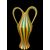 Glass vase with two handles and vertical bands. Salviati. Murano.