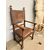 Poltrona antica neorinascimentale con braccioli e cuoio stampato, XIX sec. 50x63x55cm
