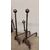 Antica coppia di alari in ferro battuto e bronzo XVII sec, 74x22x44cm