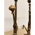 Antica coppia di alari in ferro battuto e bronzo XVII sec, 74x22x44cm