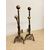 Antica coppia di alari in ferro battuto e bronzo XVII sec, 74x22x44cm
