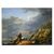 19th-century French School "Seascape with sailboat and figures"