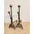 Antica coppia di alari in ferro battuto e bronzo XVII sec, 74x22x44cm