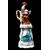 Figurative porcelain veilleuse with lady and floral decoration. France
