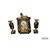 Art Deco style marble table clock triptych with 2 vases from the early 1900s