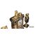 Art Deco style marble table clock triptych with 2 vases from the early 1900s