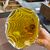 Antique large glass bell, 19th century, yellow and white. Dimensions: H 35 cm, diameter 15 cm.