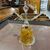 Antique large glass bell, 19th century, yellow and white. Dimensions: H 35 cm, diameter 15 cm.
