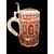 Bohemian Biedermeier mug with etched architectural scene and stylized vegetal racemes.